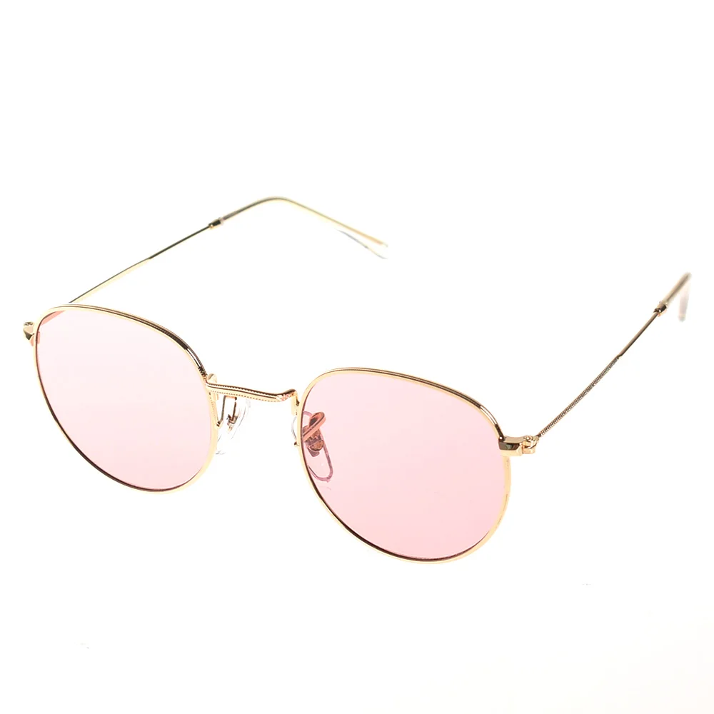 Солнцезащитные очки "кошачий глаз" Винтажная, брендовая, дизайнерская зеркало из розового золота, модные солнцезащитные очки для Для женщин, металлические отражающие солнцезащитные очки с плоскими линзами - Название цвета: Розовый