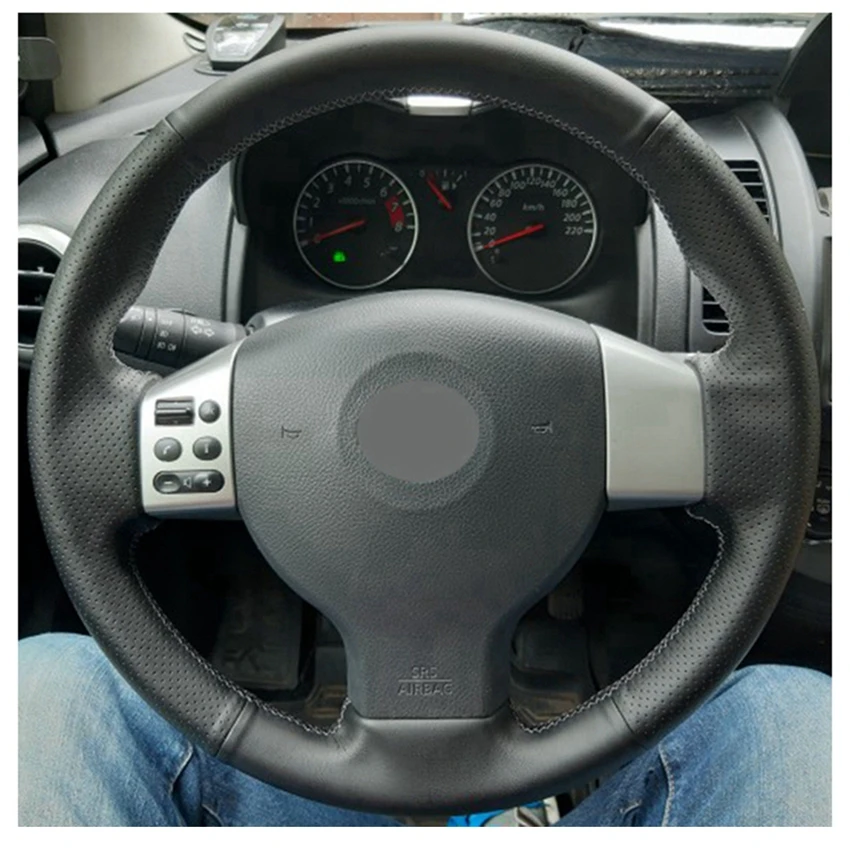 Черные чехлы на руль из искусственной кожи для Nissan Tiida 2004 2010 Sylphy 2006 2011 Versa 2007