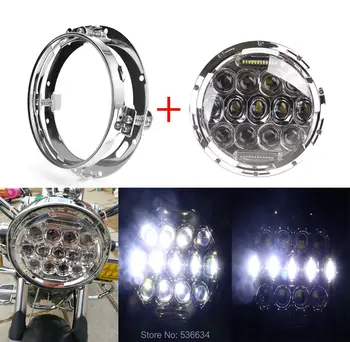 

7 Inch LED Round Projector Headlight Hi/Low Beam with DRL+Headlight Mounting Bracket Ring For Electra Glide Classic(FLHTC)