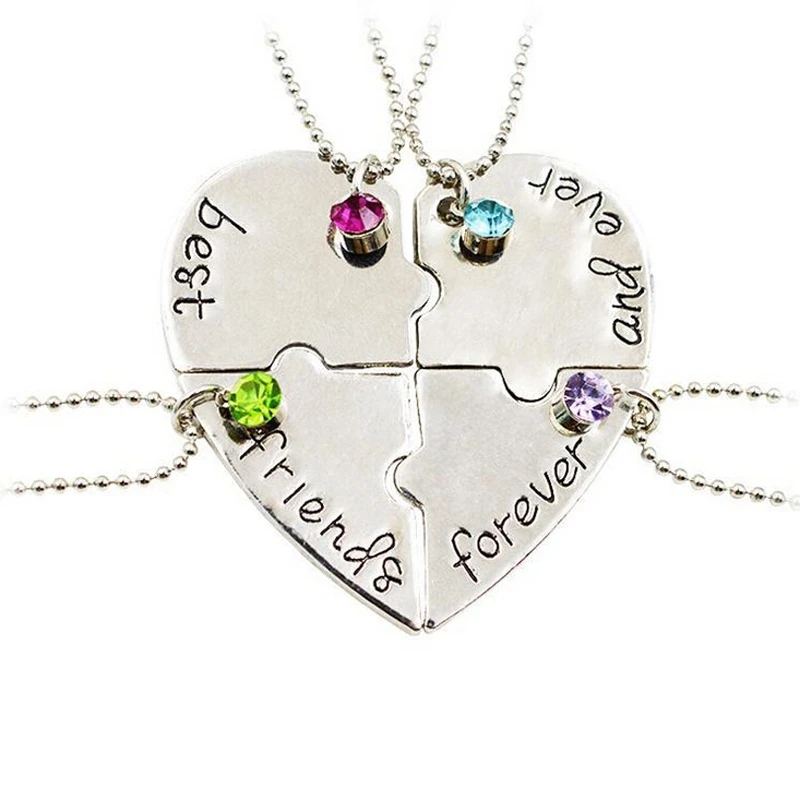 Best Friends Forever colgante de cristal con de corazón para mujer, collar, Juego de 4|Collares colgantes| - AliExpress
