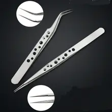 Электроника промышленные пинцеты антистатические ESD изогнутый прямой наконечник точность нержавеющая сталь щипцы телефон ремонт ручные инструменты