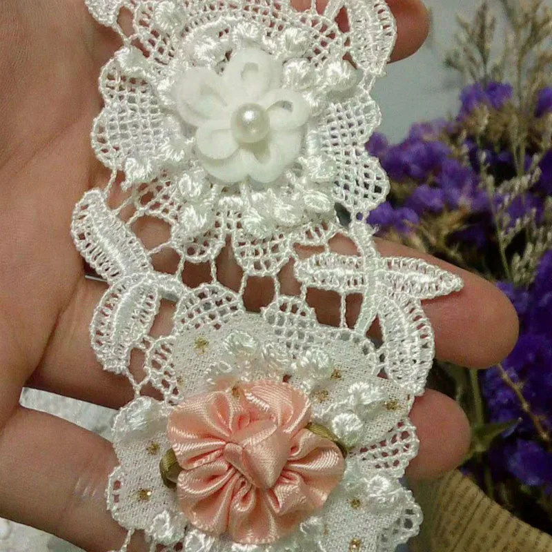 

10x White 3D 5x6cm Cotton Hexagonal Flower Embroidered Lace Trim Ribbon Sewing Supplies Craft For Children Costumes Decoration