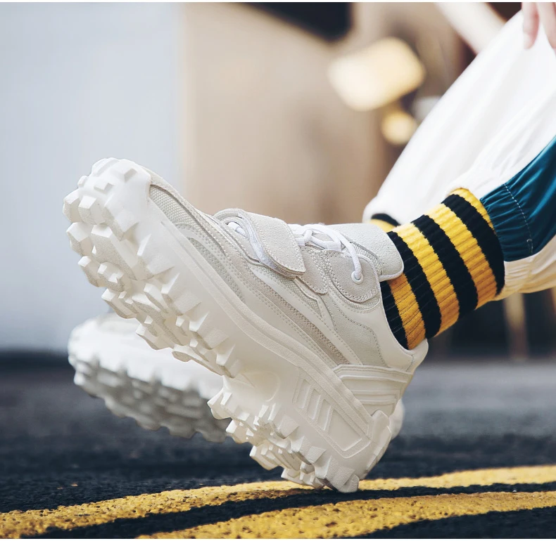 Mens Chunky Trainers Sneaker Brand Leather Shoes Men Sneakers Mesh Footwear Platform White Sneakers Men Casual Shoes Mens High   (9)