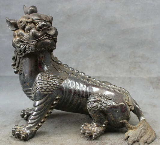 

JP S0606 9" Chinese Refined Pure Bronze Copper Guardian BiXie Lion Unicorn PiXiu Statue Discount 35%