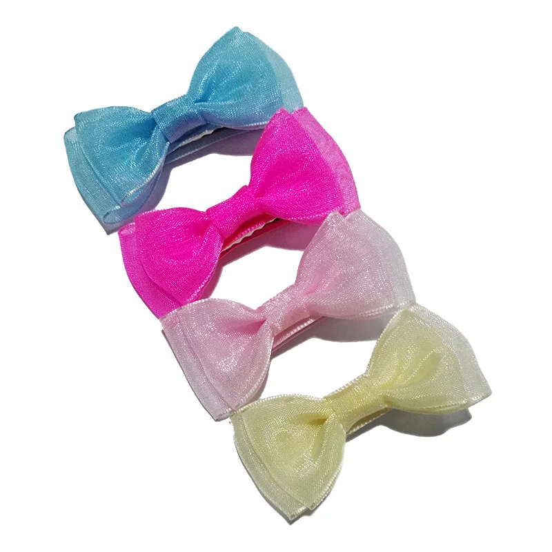 

6pcs Organza Ribbon Bow 2.5 inches Small Hair Clip Baby Girl Hair Accessories Alligator Hairpins Kids Hair Bow Clips