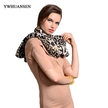 

YWHUANSEN Winter Warm Scarf Shawl Women's Europe Fashion Leopard Print Scarves Fall HOT Sale Russian Brand Spring Big Size Scarf