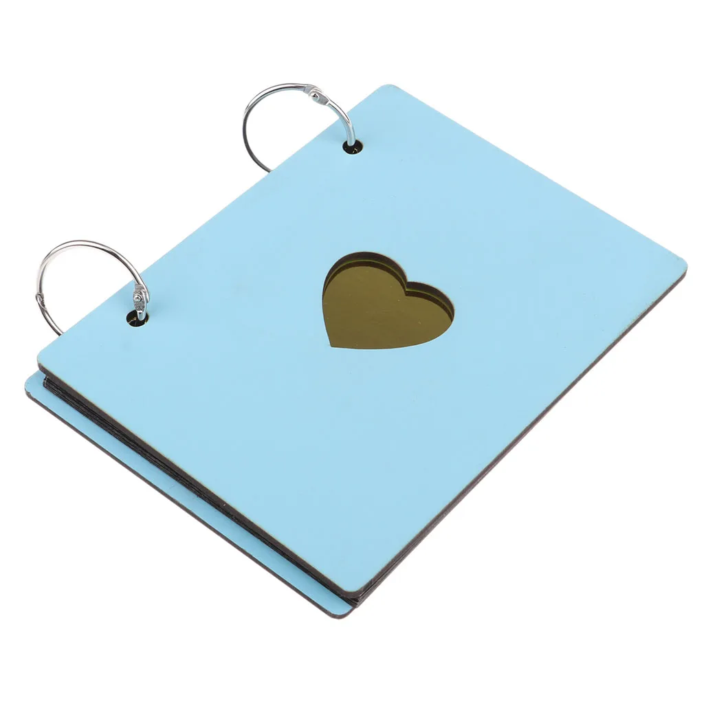 6 inch 16 Pages Kraft Paper Wooden Cover Scrapbook Photo Album Display Guest Book Craft for Wedding Valentines Day Memorial