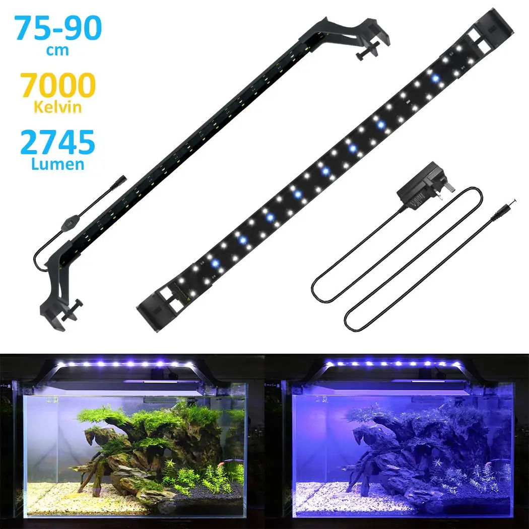 

73CM LEDs Aquarium Lighting Aquatic Plant Light Tank 73-83CM Extensible Waterproof Clip on Lamp For Fish Tank US/EU Plug