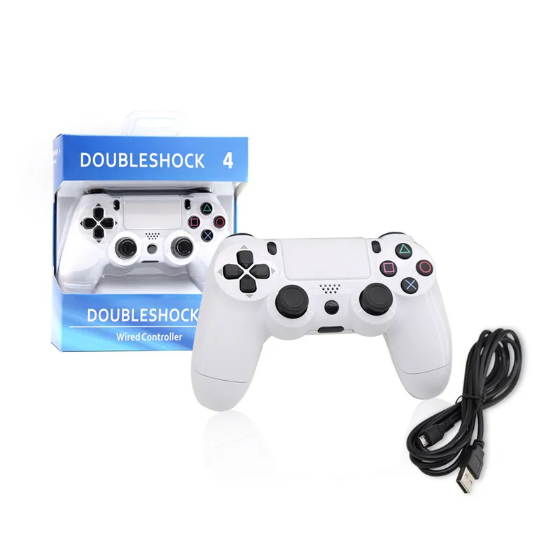 Проводной игровой контроллер для PS4 контроллер для sony Playstation 4 для DualShock Вибрационный джойстик геймпады для игровой станции 4 - Цвет: Белый