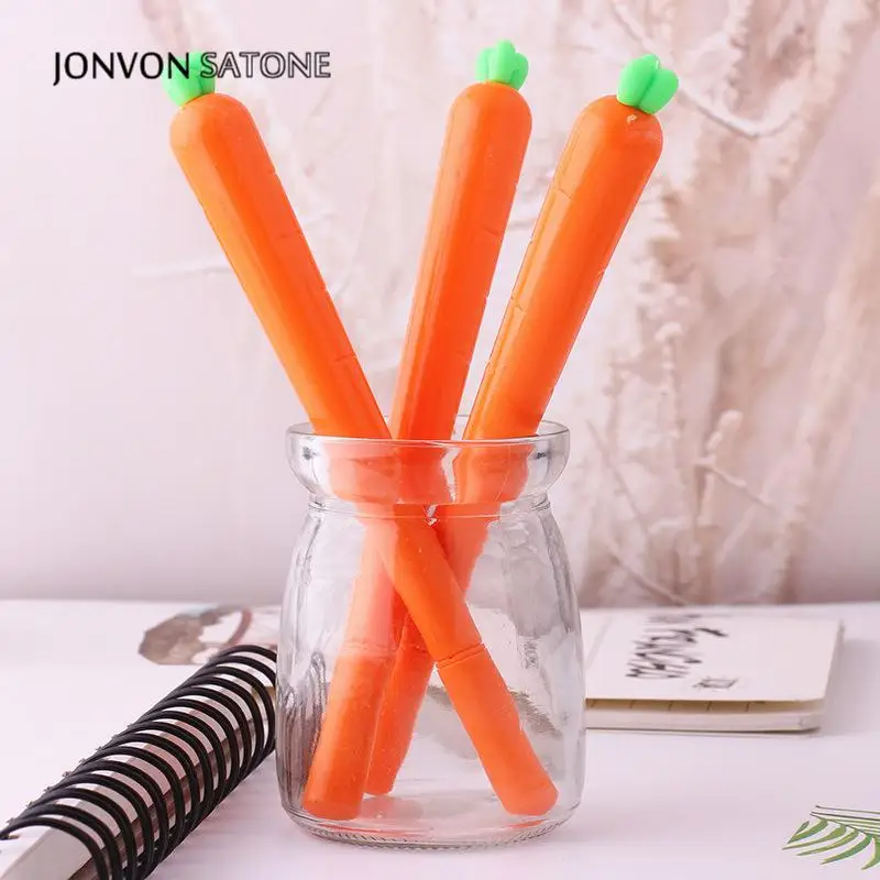 Jonvon Satone 2ps New Carrot Pen Student Neutral Pen Cartoon Vegetable for Gift Creative Stationery Kids School Supplies Writing