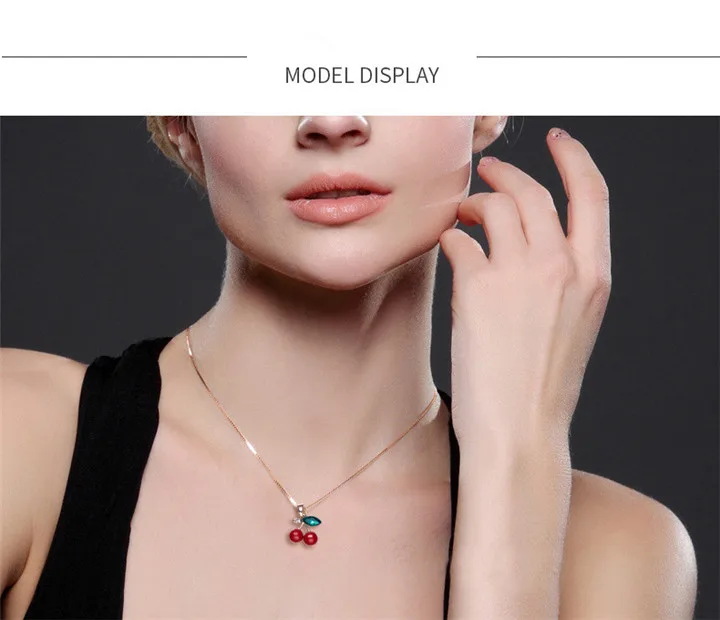Новинка, модное ожерелье для женщин, австрийский кристалл, вишня, Кулон, Ожерелье для девушек, ювелирное изделие, подарок