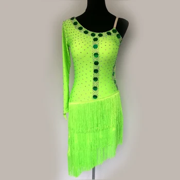 

New style Latin dance costume sexy senior sequins tassel latin dance dress for women latin dance compeititon dresses S-4XL