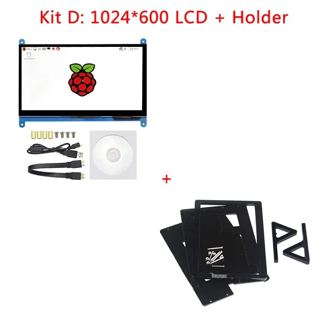 7 дюймов Raspberry Pi 3 Дисплей lcd 800*480 1024*600 Raspberry Pi 4 HDMI сенсорный экран для Raspberry Pi 4 3 Модель B 3B Plus - Цвет: Kit D