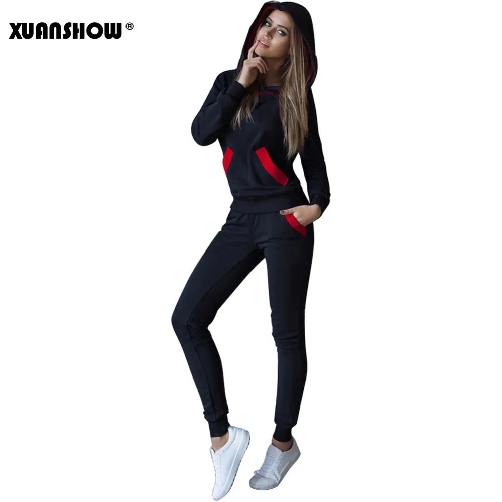 XUANSHOW 2019 мода Осень зима Женщины Спортивные костюмы наряды Большая шляпа Блузы +