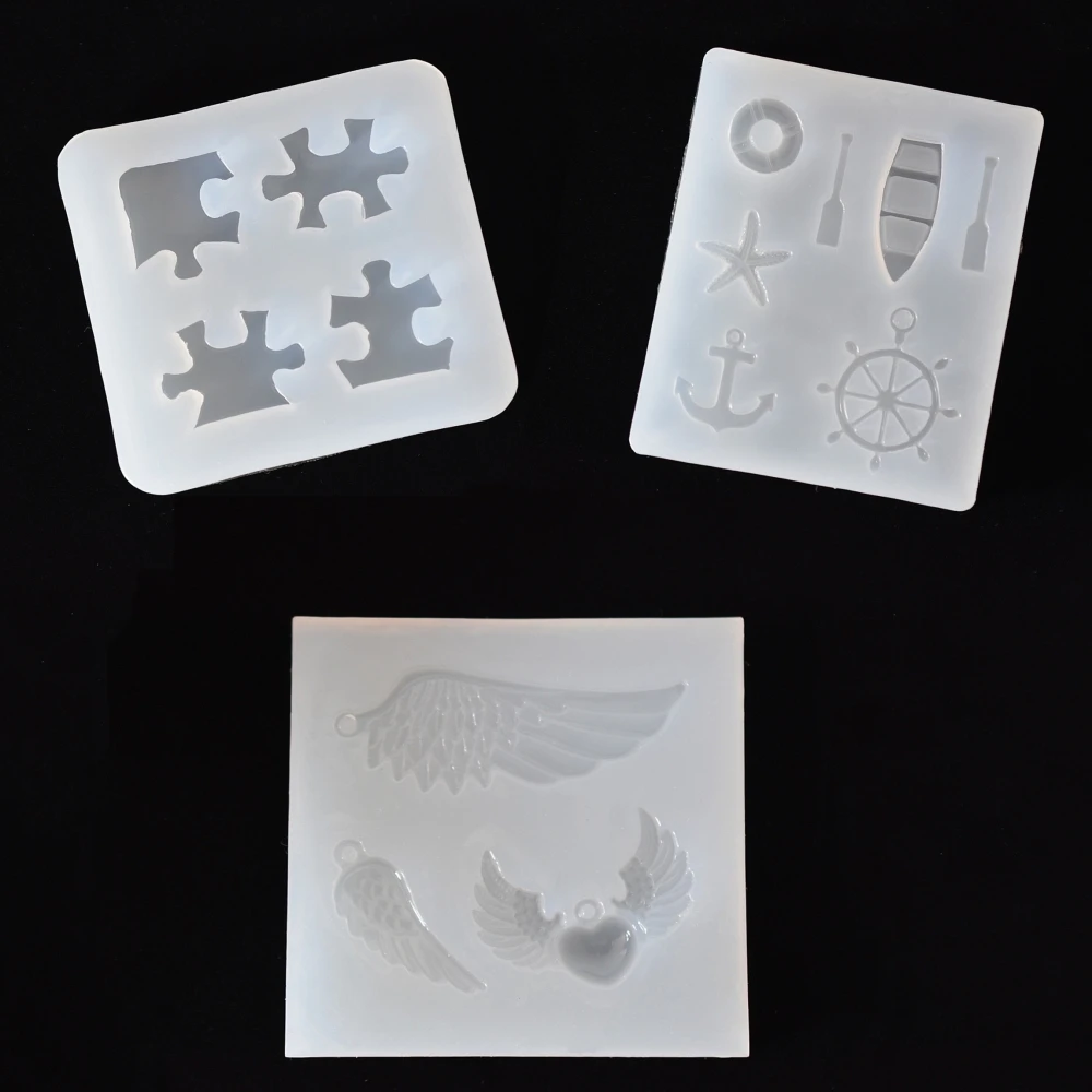 

Silicone Mold Puzzle wing anchor boat charms pendant Resin Silicone Mould DIY handmade Jewelry Making epoxy resin molds