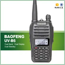 BAOFENG UV-B6 двухдиапазонный VHF/UHF Ham радио с 2000 мАч литий-ионный батарея двухканальные рации BF-UVB6