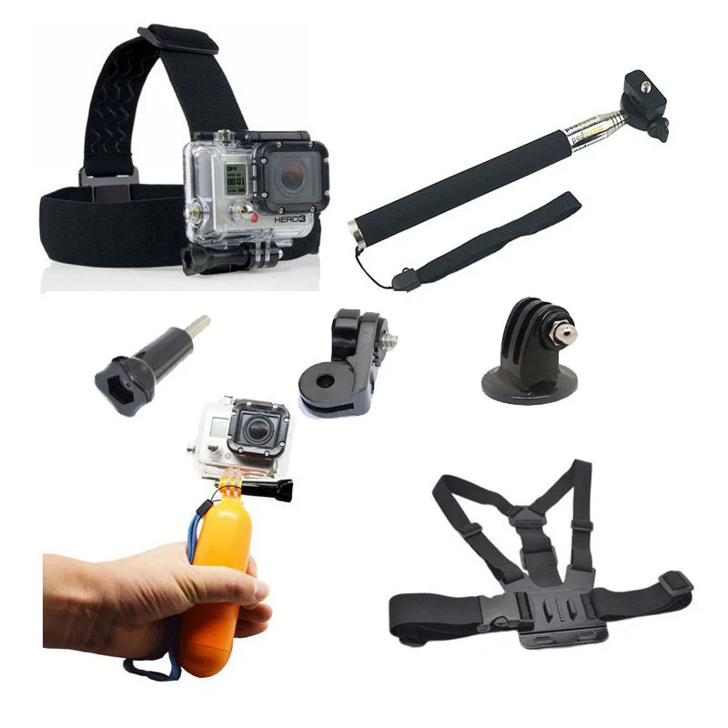 Поплавок монопод головной ремень нагрудный для Gopro Hero 4 3 + SJ4000 алюминиевый carcasa X yi