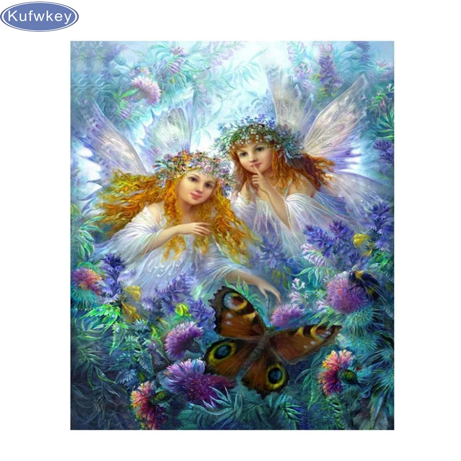 

DIY full square Diamond 5D Diamond painting angel with butterfly Embroidery Cross Stitch 3D Rhinestone mosaic