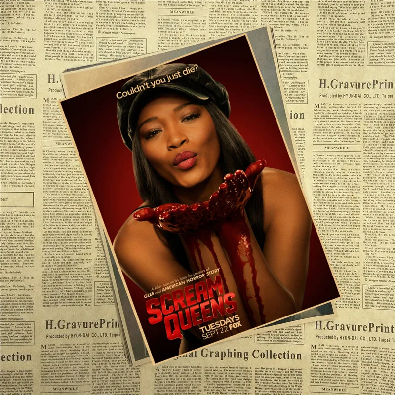 Винтажный постер из крафт бумаги Scream queens часть 1 коричневый для кафе гостиной 42x30