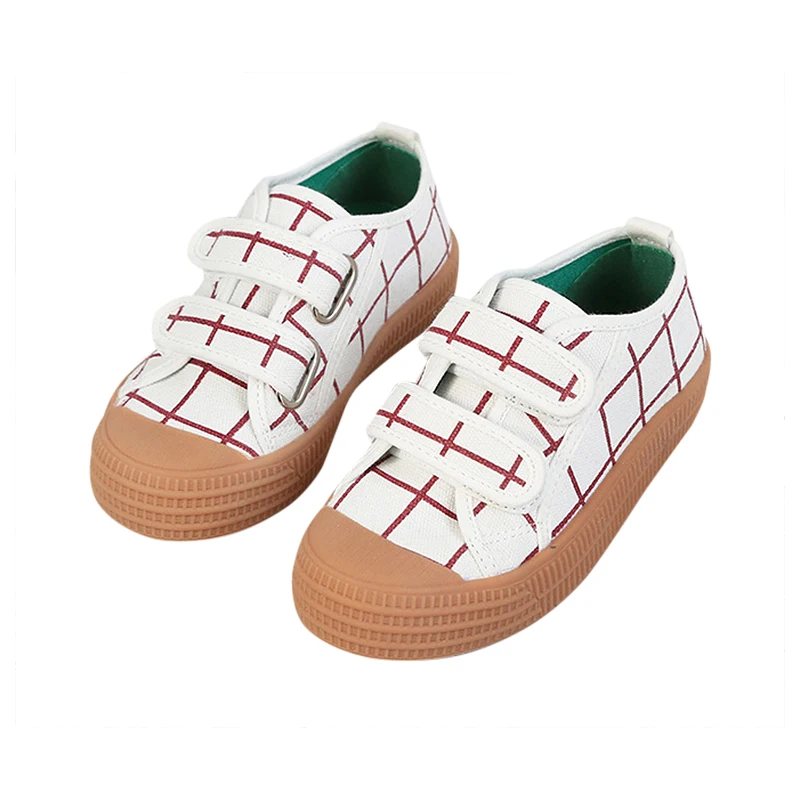 

MSMAX Children Casual Shoes Plaid Soft Canvas Sneakers For Boys Girls School Sport Shoes