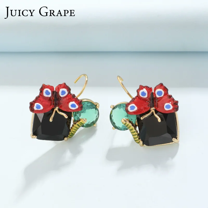 

Juicy Grape enamel glaze french style ear hook ear clip animal butterfly earring