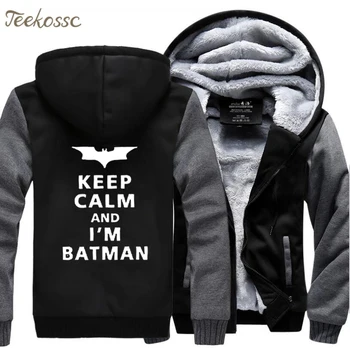 

Super Hero Keep Calm I Am Batman Fashion Hoodies Sweatshirts 2020 Winter Warm Fleece Top Quality Casual Men Hip Hop Thick Hoodie