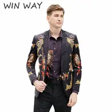 Win Way повседневная куртка больших размеров M-4XL Европейский стильный принт одежда весенне-осенний костюм Блейзер в клетку на кнопке для