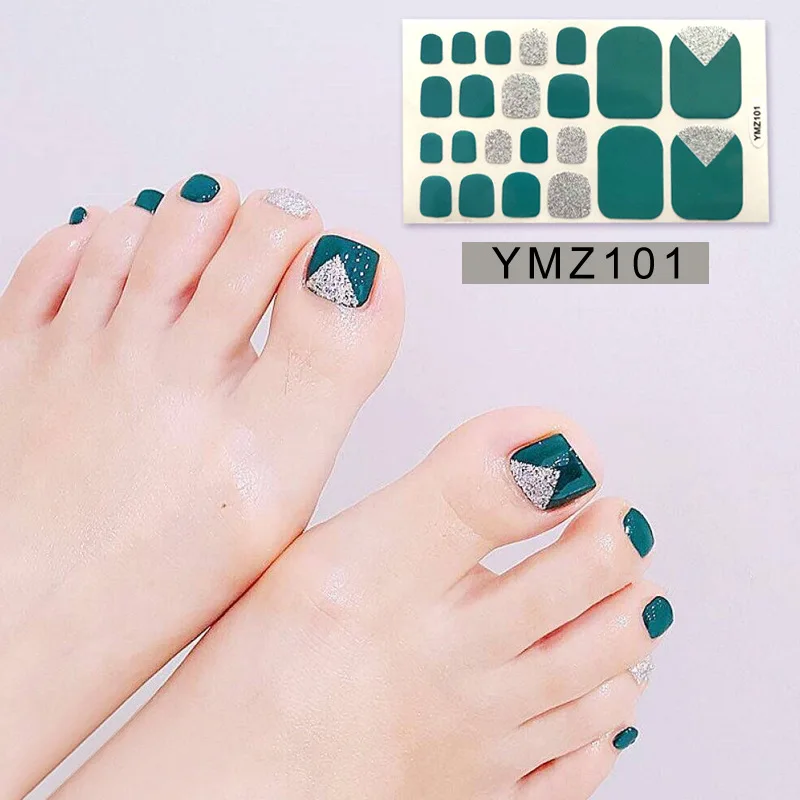 

1 Sheet Glitter Solid Patterns Toe Nail Polish Wraps Adhesive Fashionable Stickers Waterproof Toenail Ongle Tips for Women Kids