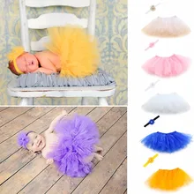 NoEnName Null Sweet Newborn font b Baby b font Girl Tutu Skirt Flower Headband Photo Prop