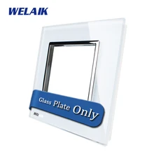 WELAIK Touch Switch DIY Parts Glass Panel Only of Wall Light Switch Black White Crystal Glass Panel Square hole A18W/B1