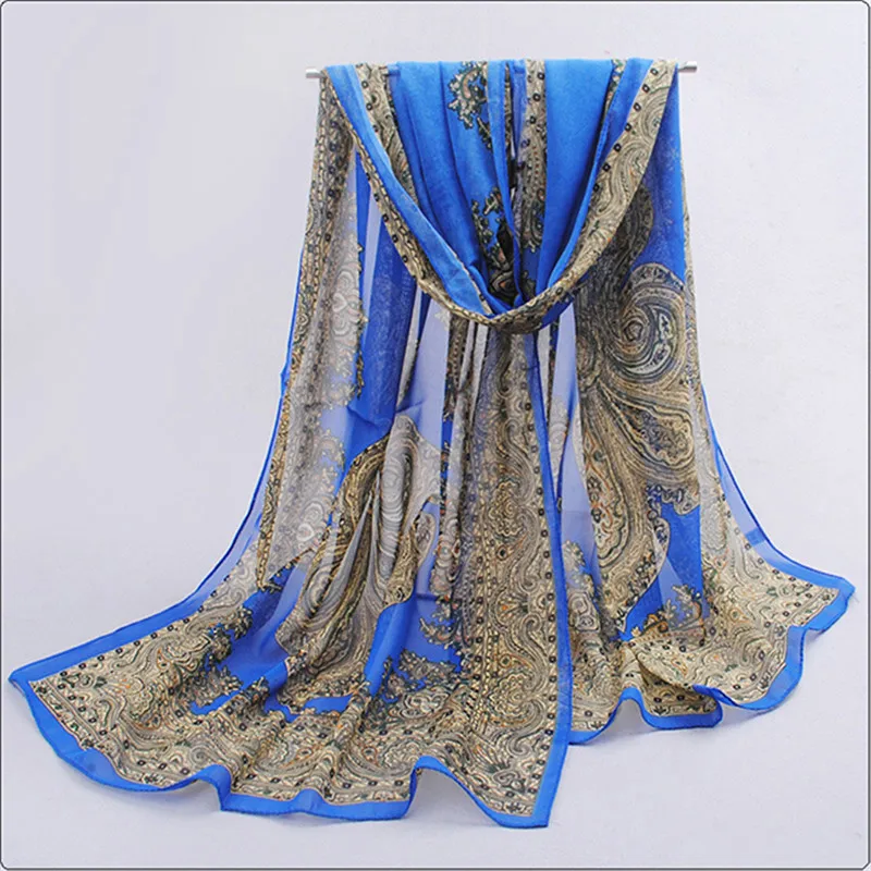 Весенне-осенний модный шифоновый шарф 160*50 см, шарфы с принтом птиц и цветов, шаль для женщин, Дамская Пашмина, 24 цвета