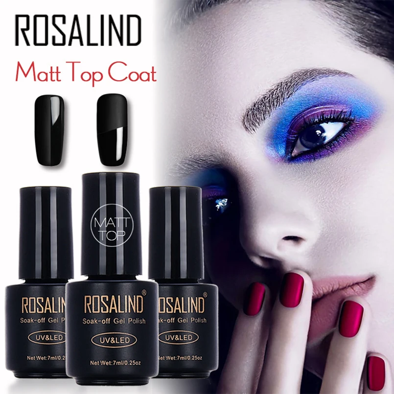 

ROSALIND 7ML Matte Top Coat Professional Nail Art Nail Gel Polish Dried with UV&LED Soak-Off Lamp Removable Nail Art Gel Lacquer