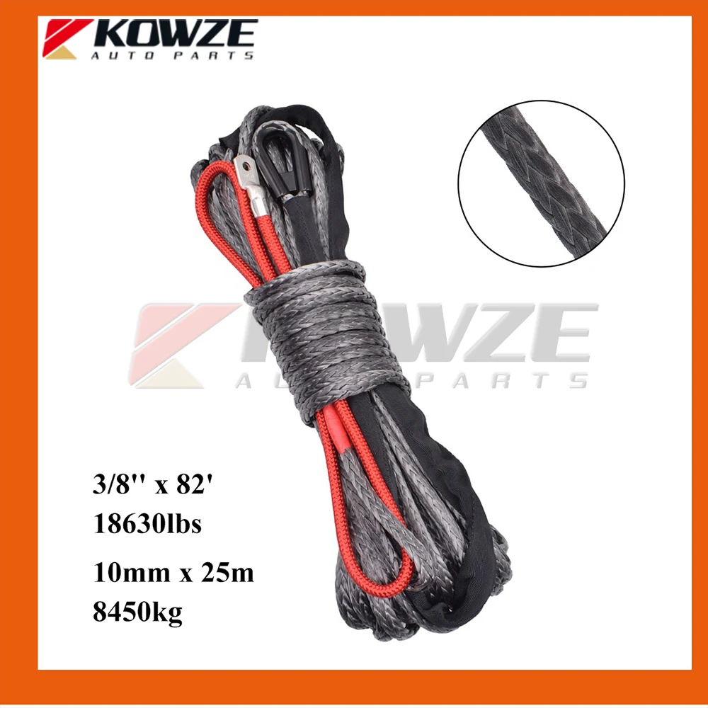 Kowze Black Red braided coat 11mm*25m Car Styling Tow Straps UHMWPE