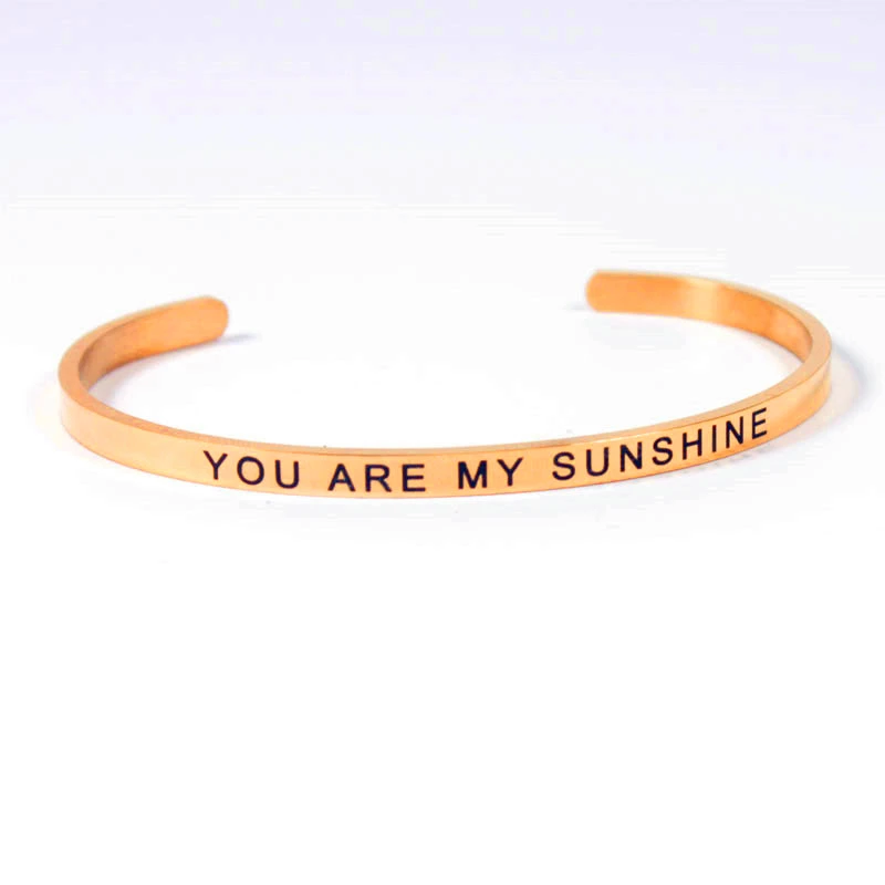 New YOU ARE MY SUNSHINE гравировкой Браслеты нержавеющей стали браслеты 4 мм Ширина