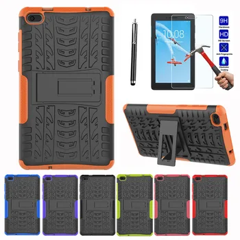 

XSKEMP Rubber Shockproof Hybrid Hard Case Cover Stand Holder For Lenovo Tab E7 7.0 TB-7104F/N Rugged Protective+ Tempered Glass