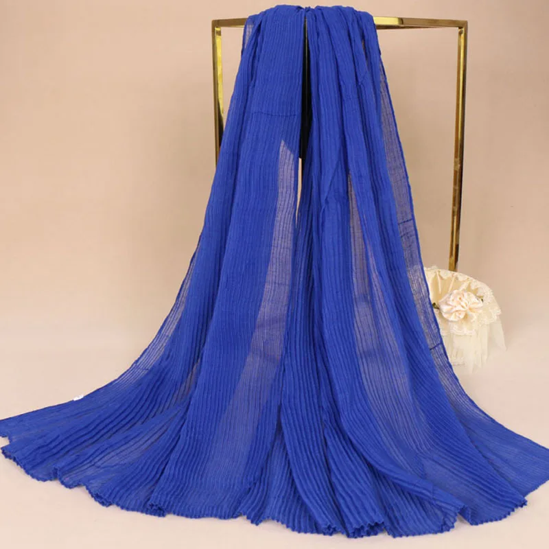 Мусульманский хиджаб шарф Исламские шали обертывания вуаль ткань морщин гофре мнущийся Стиль 180*65 см - Цвет: 13