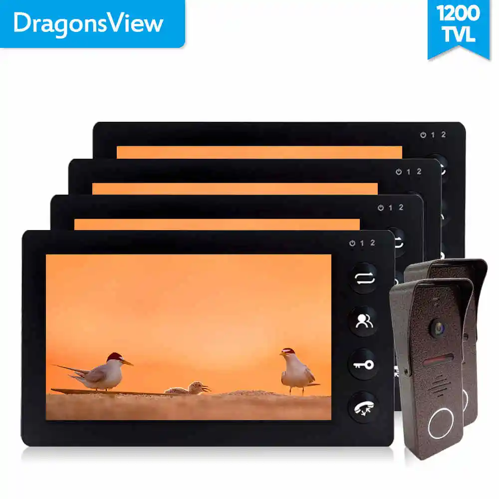 

Dragonsview Video Intercom Doorbell 7 Inch Monitor Video Door Phone Bell Wide Angle 2.3mm Lens 2v2 3V2 4V2 5V2 6V2 Set