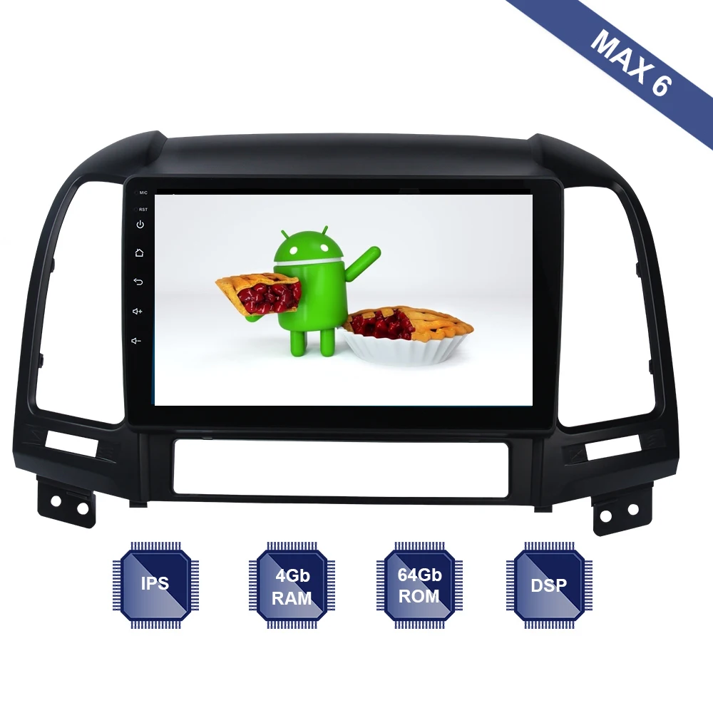 Автомагнитола 2 Din Android 9 0 GPS навигатор для Hyundai Santa Fe 2006 2007 2008 2009 2010 2011 PX6 DSP HD IPS 4 Гб + 64