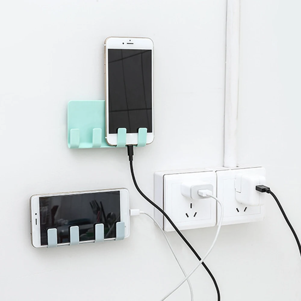 Self Adhesive Wall Charging Holder Phone Charger Stand 4 Colors Hook