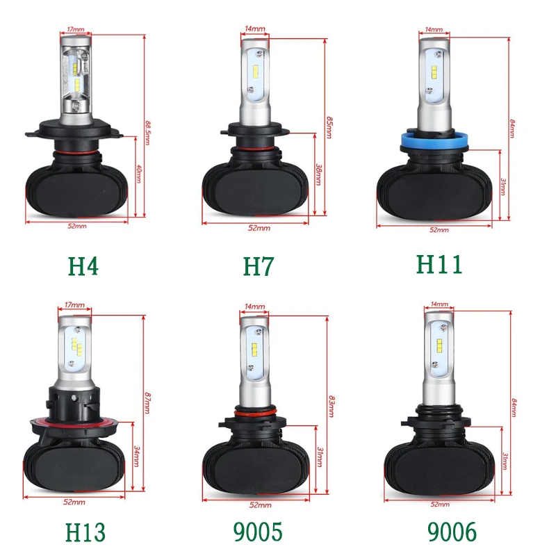 1 пара 9005 HB3 9006 HB4 H11 H4 H7 H8 Led H1 Автомобильная фара S1 50 Вт 8000лм 6500 к автомобильная лампа все в одном CSP Lumileds лампа