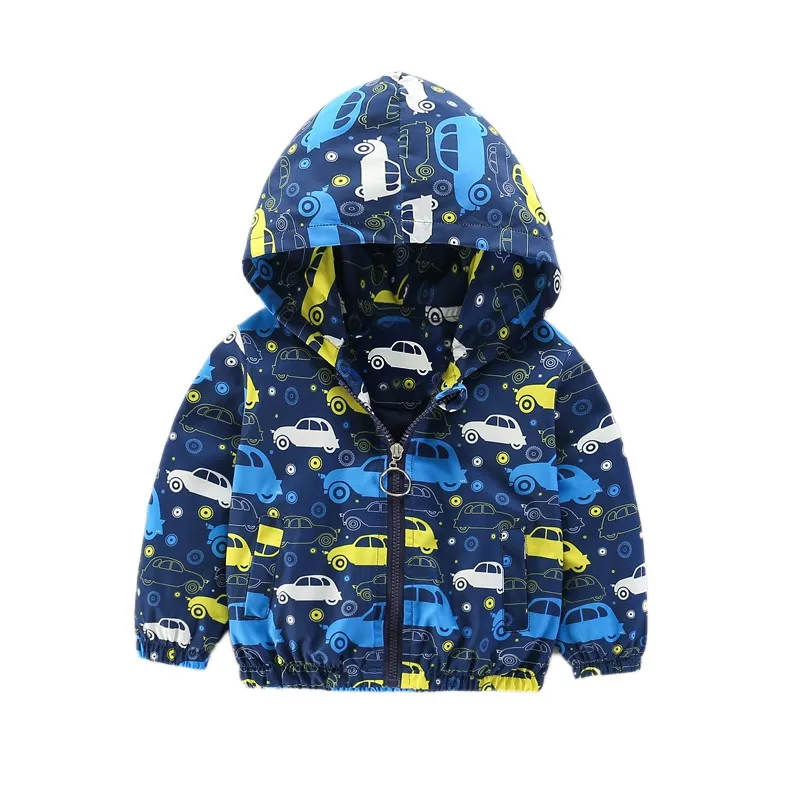 Baby Boys Coats Jackets Kids Clothes Autumn Children Clothes Car Print Hooded Outerwear 1-6 Years New