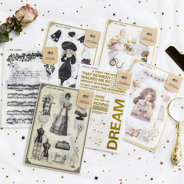 Us 145 3 Pcslot Vintage Abad Pertengahan Gadis Seri Retro Surat Cinta Lolita Kota Retro Stiker Scrapbooking Label Diy Stiker Buku Harian Escolar