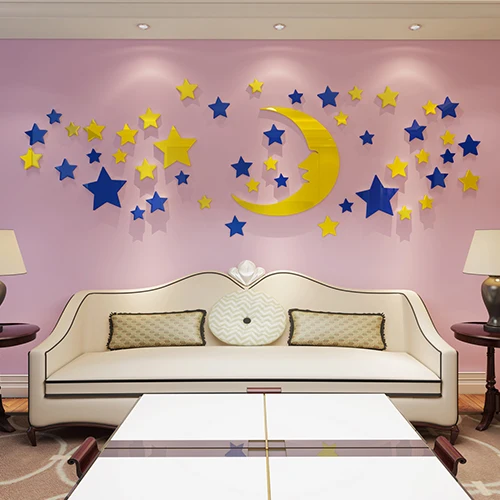 Star Moon Kindergarten Ceiling Acrylic Wall Stickers Children S Star Moon Kindergarten Ceiling Acrylic Wall Stickers Children S Room Bedroom Cartoon Decoration Hot In From Home Garden On