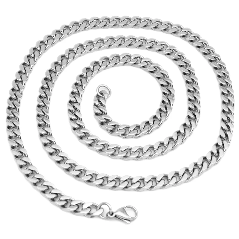 

CHIMDOU 6MM Wide Flat Chain 316L Stainless Steel Neckalce Unisex Faddish For Men 28inch Chain Link Hiphop Jewelry AN027