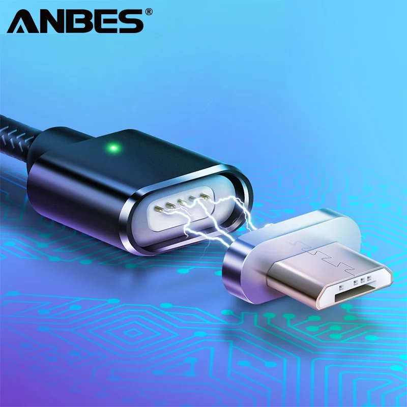 

ANBES Magnetic Micro USB Cable Magnet Charging Phone Cable 3A Mobile Quick Charger Cord for Android Fast Data Cables