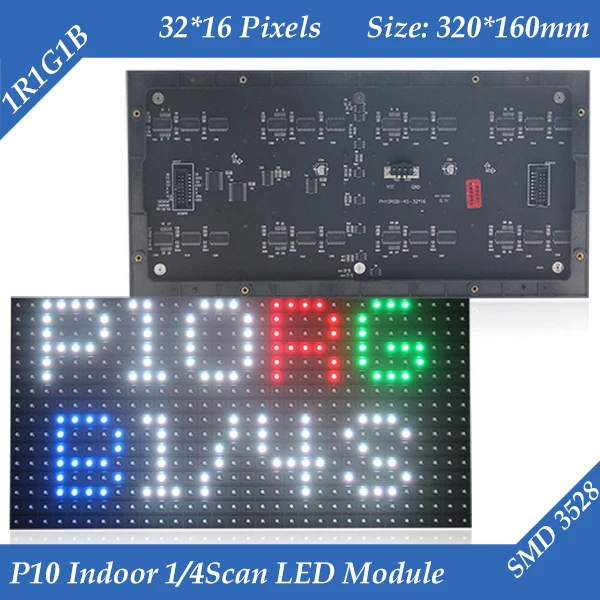 

320*160mm 32*16pixels SMD 3in1 RGB 1/4 scan Indoor full color P10 LED display module