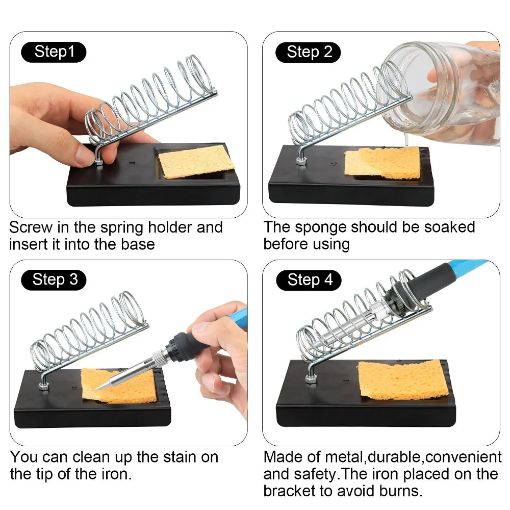 Toolour EU/US 60W Adjustable Temp Soldering Iron Kit Power Switch Welding Set Suction Pump Jumper Wire Soldering Stand Tool Bag