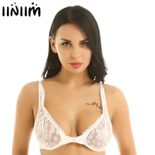 Iiniim женское нижнее белье Прозрачный Эротический бюстгальтер полная фигура спереди закрывает прозрачное кружево без косточек немягкий бюстгальтер