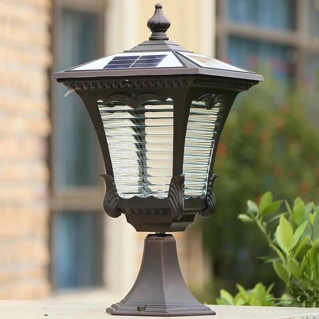 Retro Por Solar Lights Waterproof Lanterns Headlights Retro Por Solar Lights Waterproof Lanterns Headlights Residential Community Pillar Light Outdoor Villa Countyard Garden Lamp