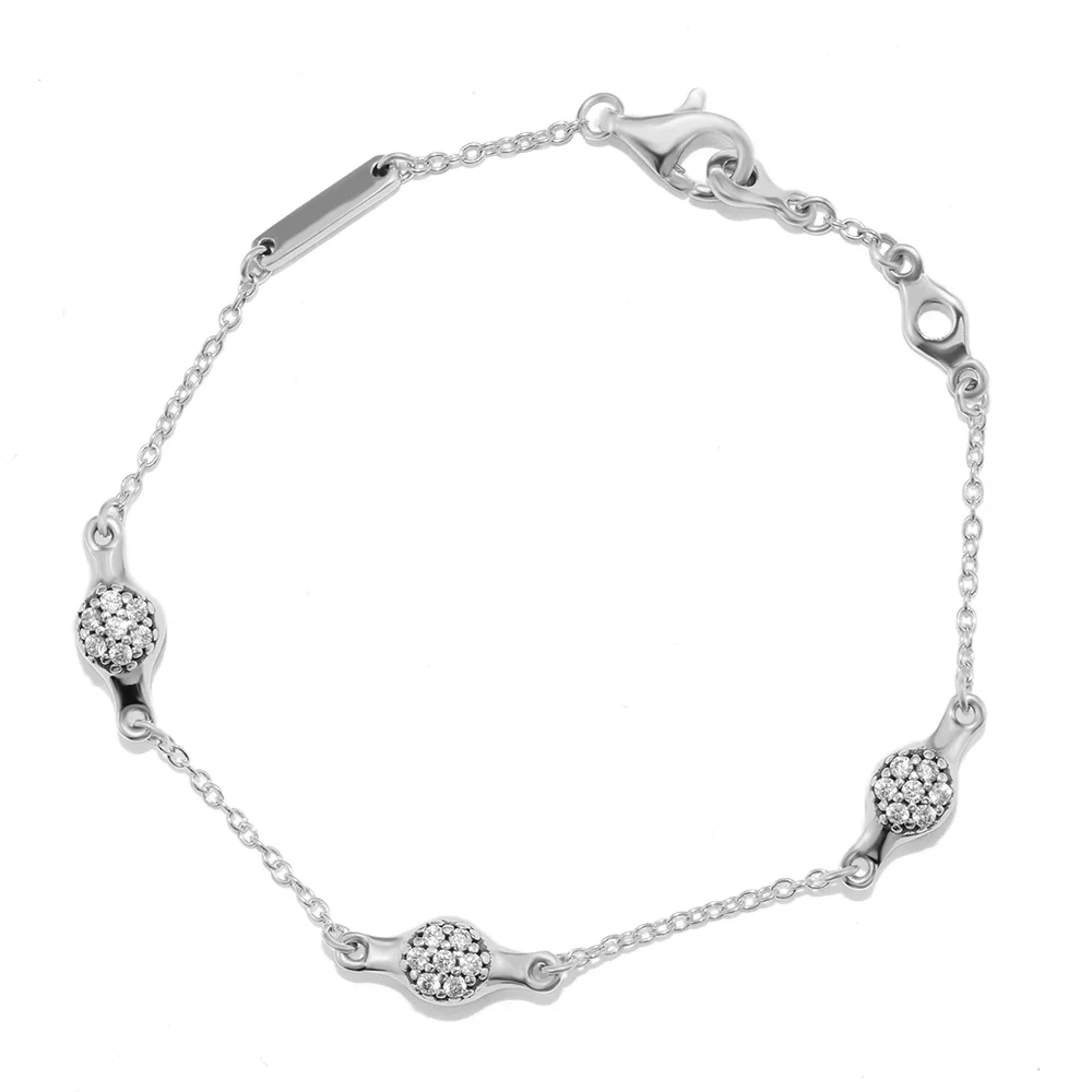 

Fit for European Charms Original 925 Sterling Silver Modern Love Bracelets With Clear Cz Beads DIY Jewelry